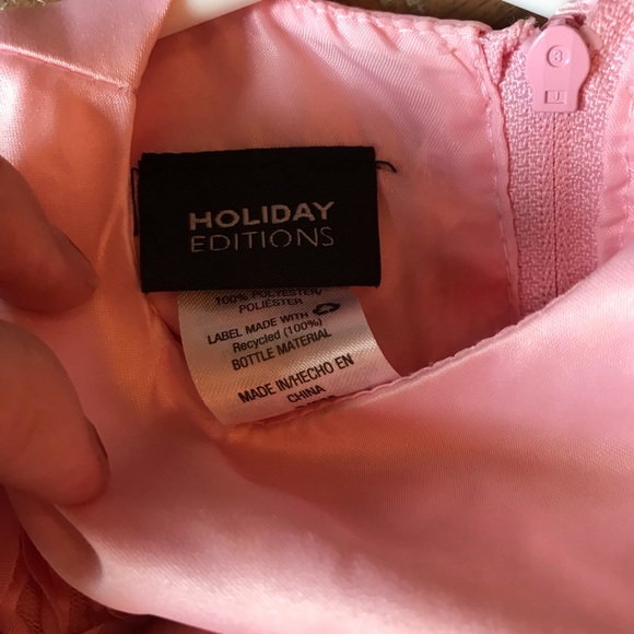 3-6 mo Holiday editions pink floral silk dress - Picture 4 of 4